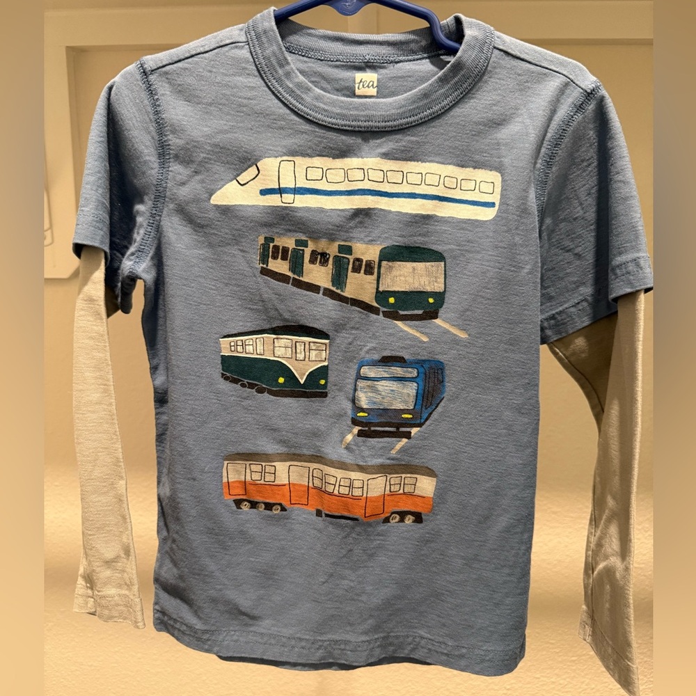 Tea Collection Blue Train Adventure Long Sleeve Tee